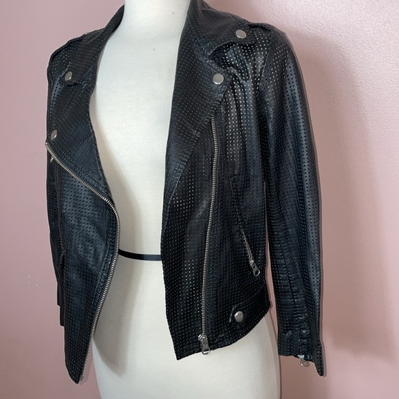RARE Rebecca Minkoff 100% Lamb Leather Moto Jacket Laser Cut Stars - Picture 4 of 12
